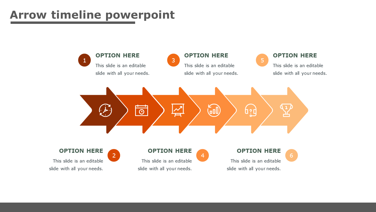 arrow timeline powerpoint-orange